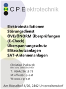 Christian Pyskacek - Elektriker/Elektro/Elektroinstallationsunternehmen/Elektrote