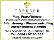 Mag. Franz Toferer - Toferer Betriebsberatung und Finanzcontrolling
